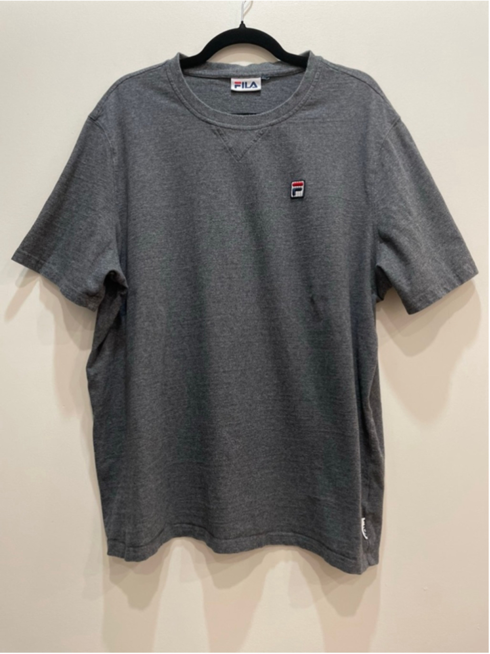 Men's Fila Retro Heavyweight Cotton Thick T-Shirt XXL Gray Casual Athletic Y2K